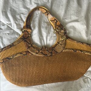 Brahmin Stylish Brown and Tan Woven Handbag